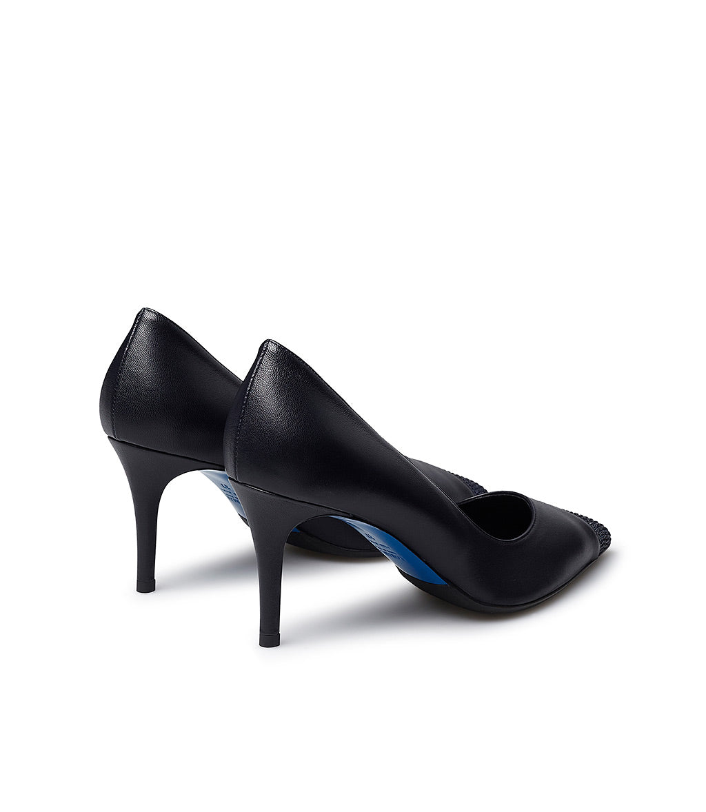 Loriblu Décolleté in nappa blu con cristalli Nuovo