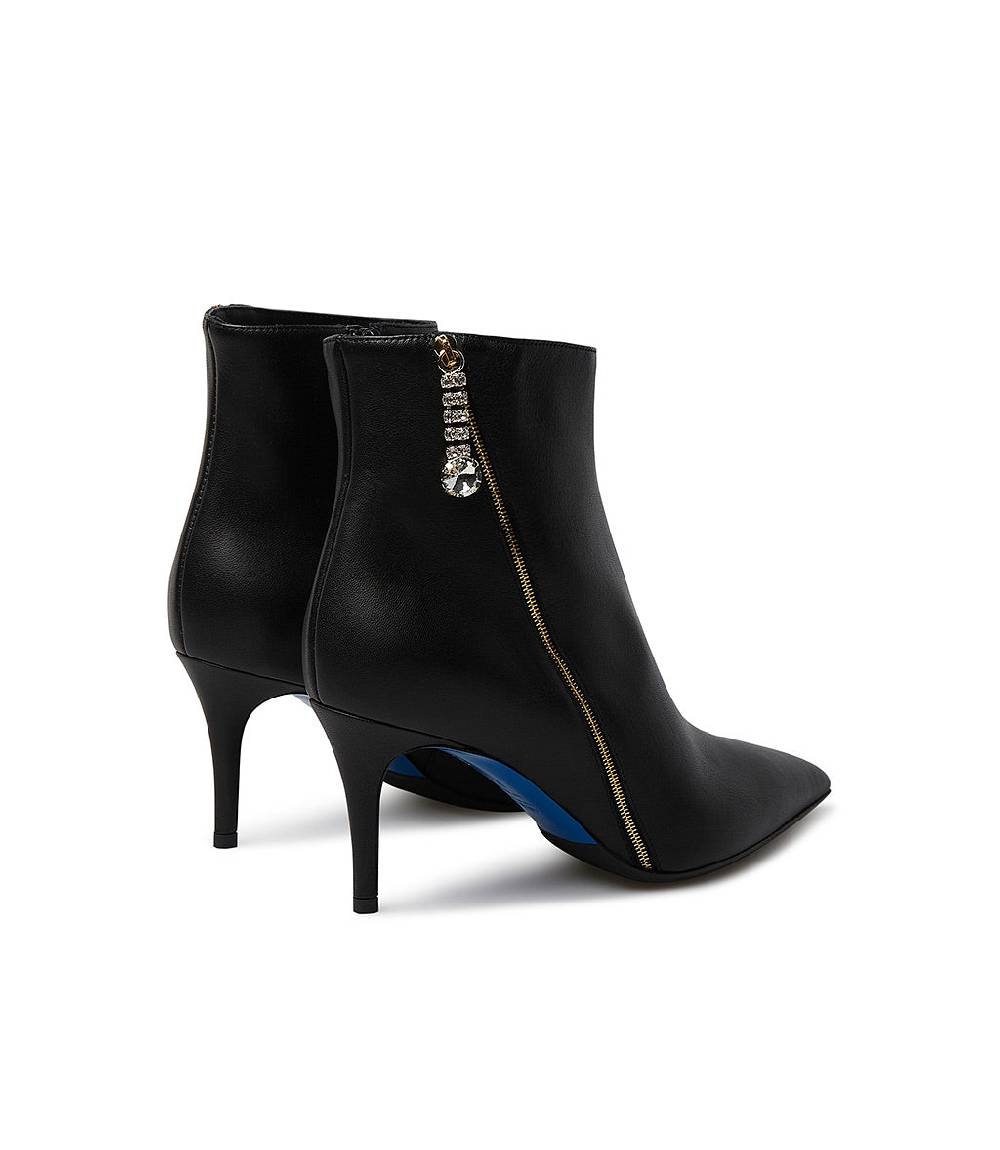 Loriblu Stivaletto in nappa nera con zip decorativa oro Qualità