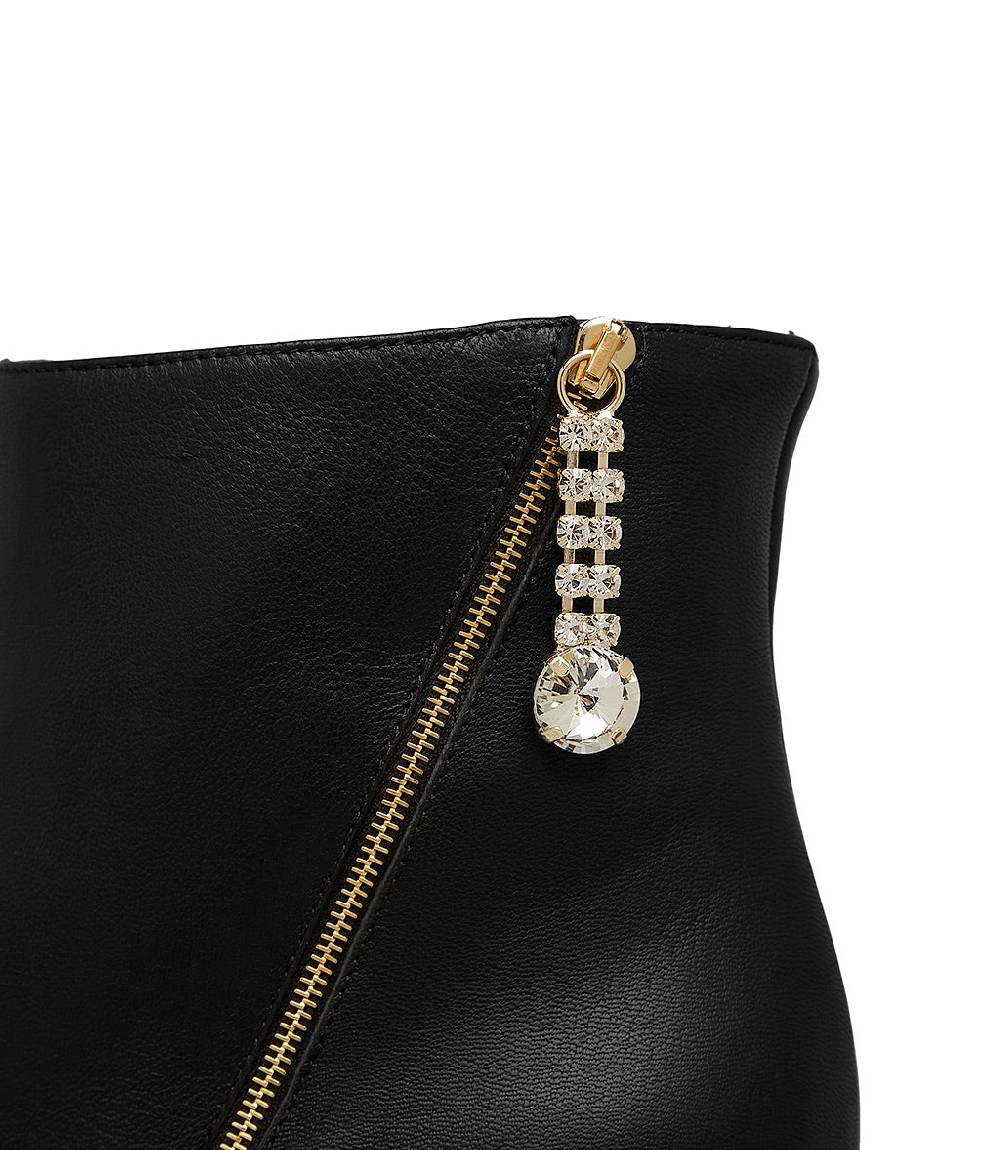 Loriblu Stivaletto in nappa nera con zip decorativa oro Qualità