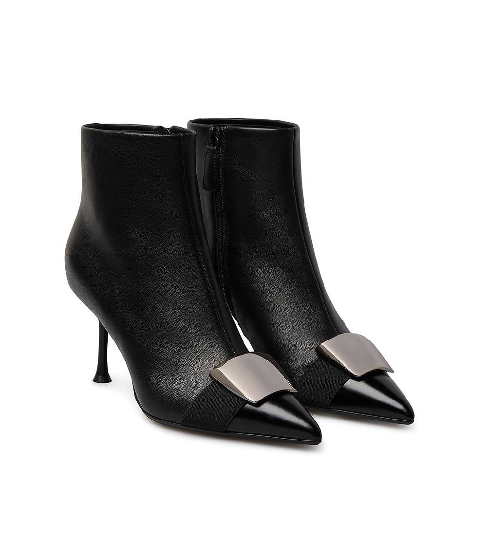 Loriblu Stivaletto in nappa nera con placca Logo metal Promozione