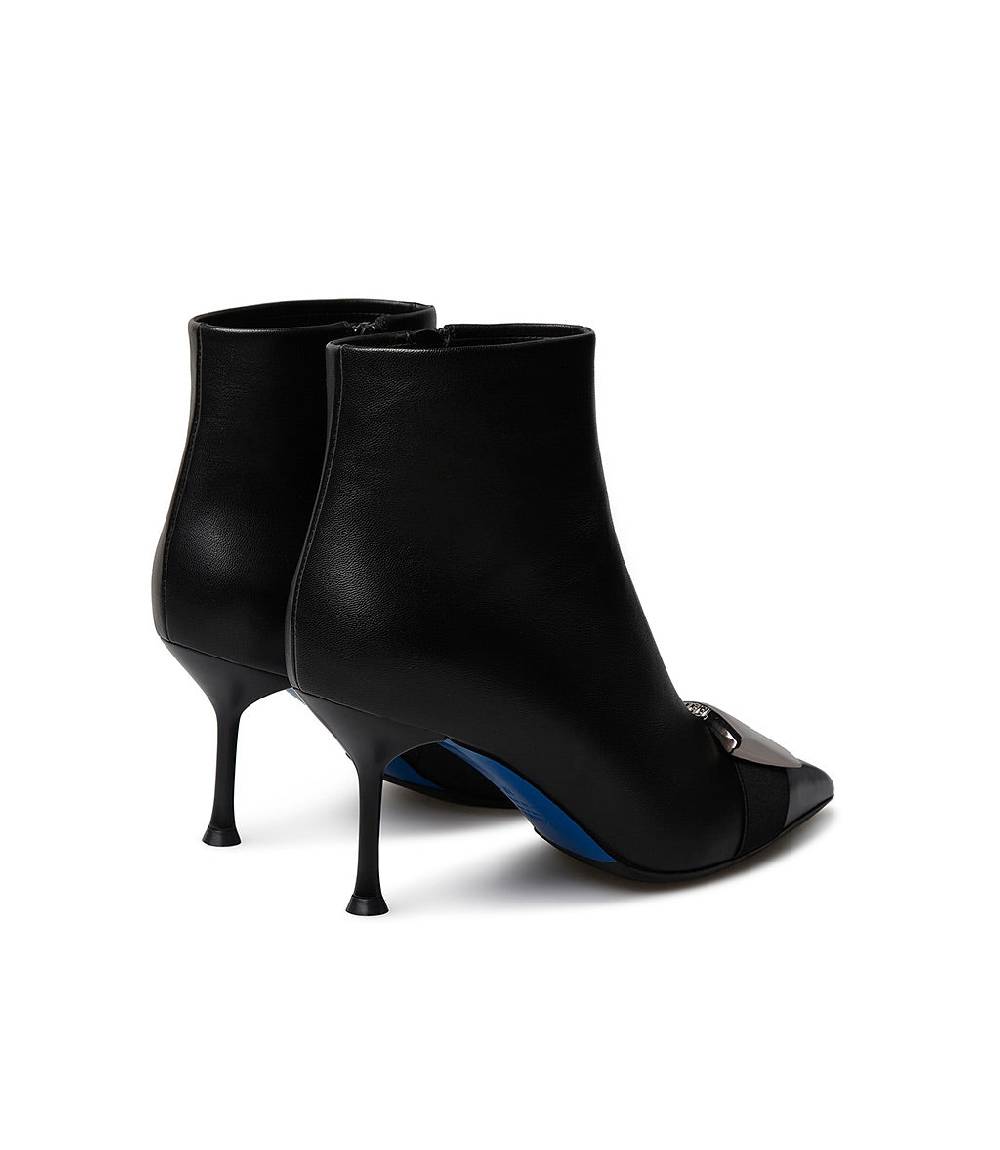 Loriblu Stivaletto in nappa nera con placca Logo metal Promozione