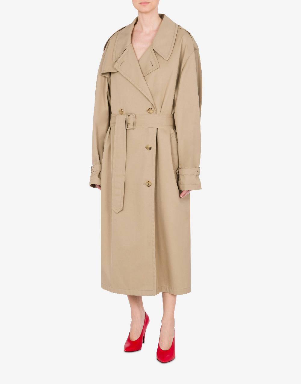 ﻿Love Moschino Trench in gabardina di cotone e nylon Vendita Calda