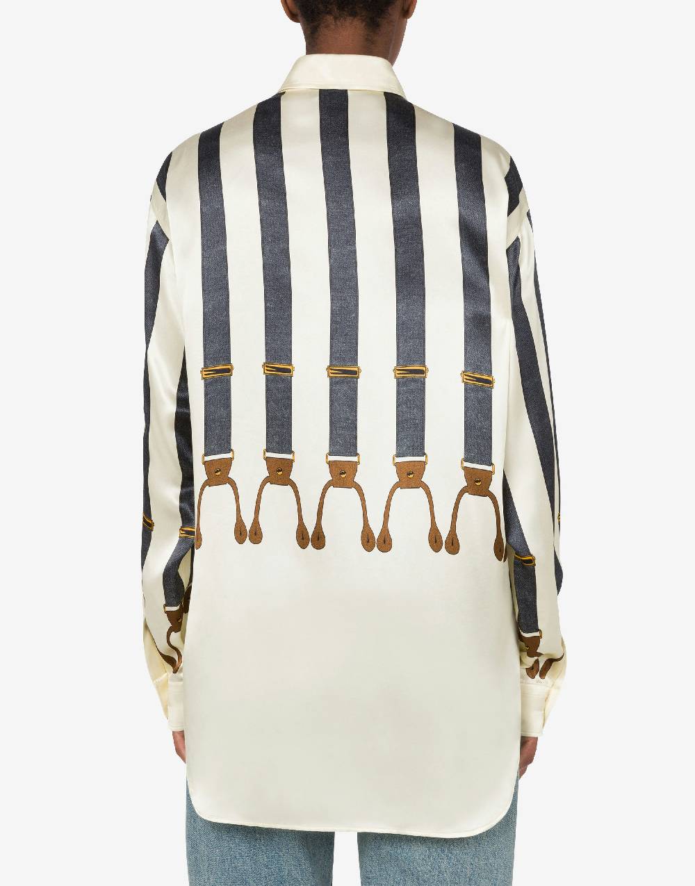 Love Moschino Camicia in raso Suspenders Print Vendita Economica