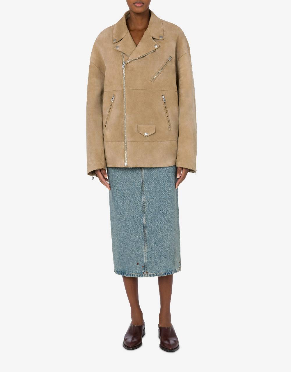 Love Moschino Giacca Biker oversize in camoscio I Più Venduti