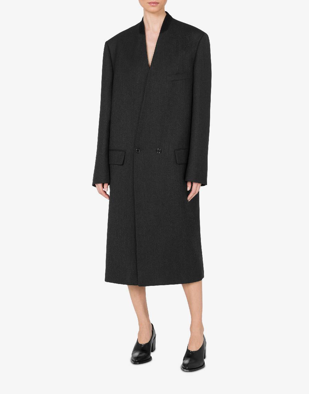 Love Moschino Cappotto in tela di lana tinto in filo 2025