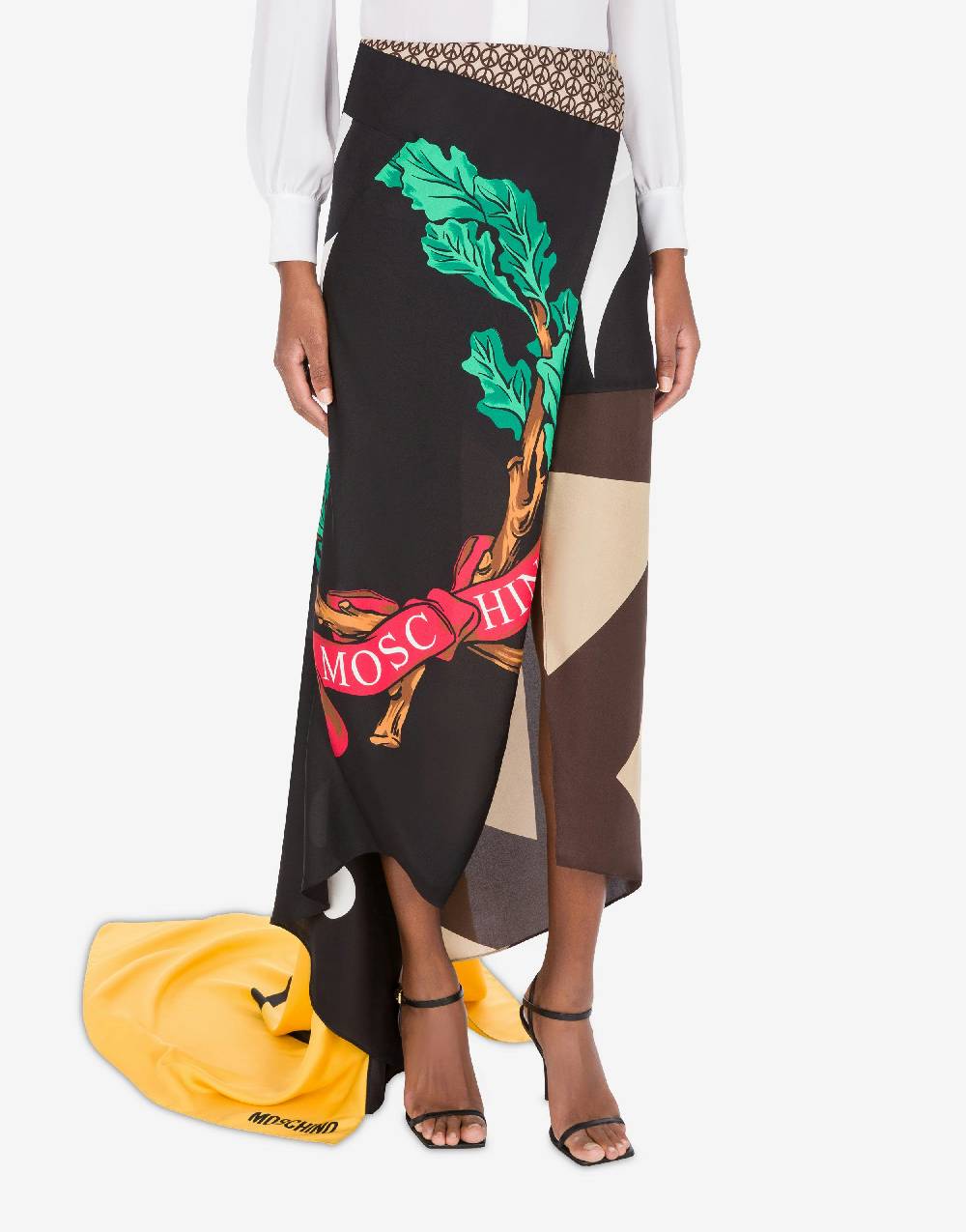 Love Moschino Gonna in twill di seta Patchwork Vendita