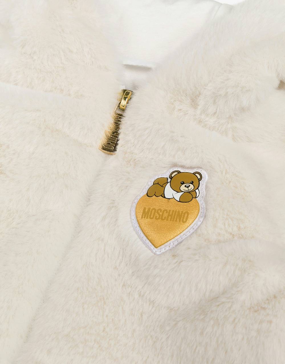 Love Moschino Cappotto in tessuto soft Teddy Heart Patch Prezzo Ridotto
