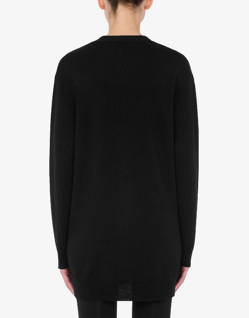 Love Moschino Cardigan in lana Allover Logo Saldi Di Fabbrica