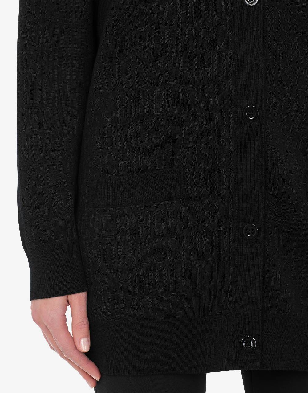 Love Moschino Cardigan in lana Allover Logo Saldi Di Fabbrica
