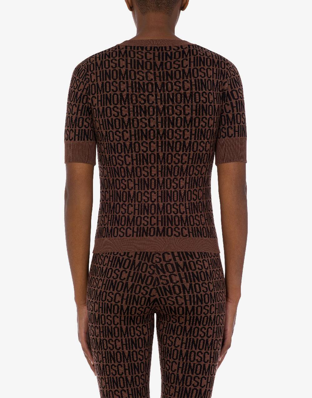 Love Moschino Top in lana Allover Logo I Più Venduti