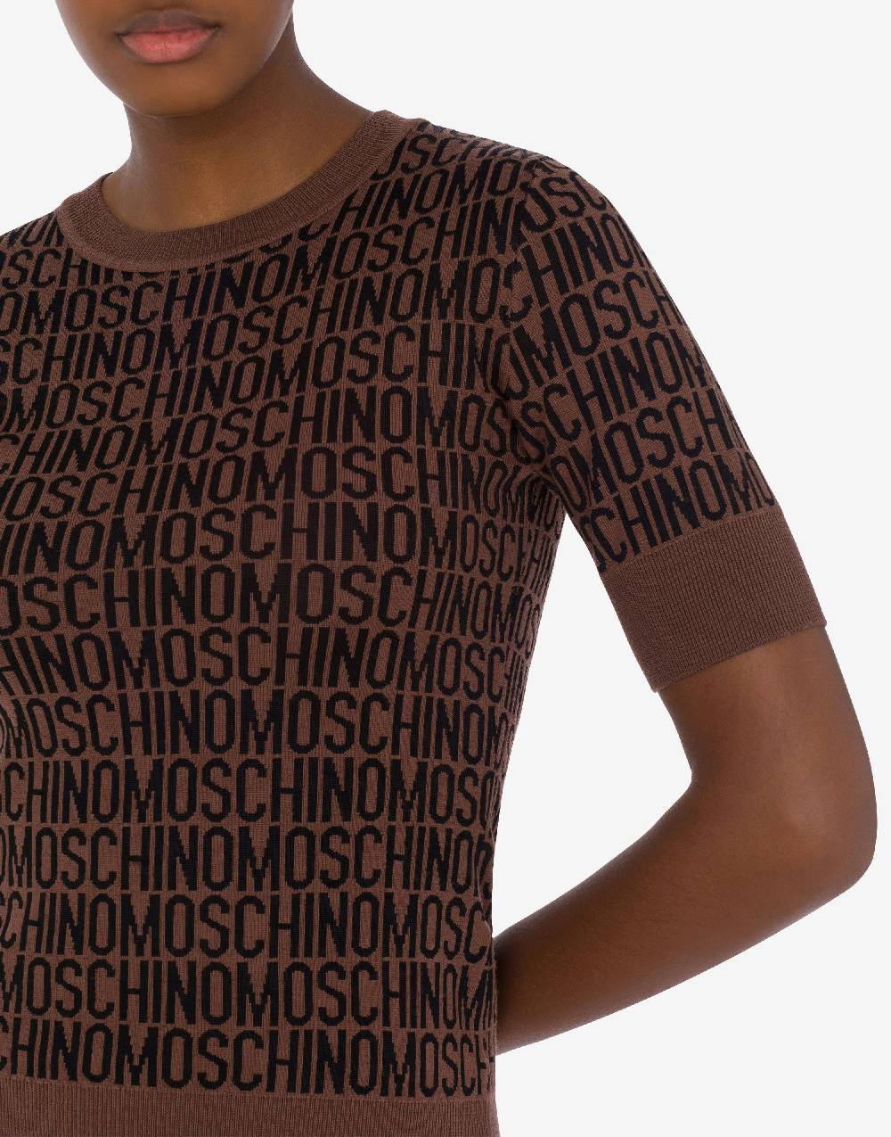 Love Moschino Top in lana Allover Logo I Più Venduti