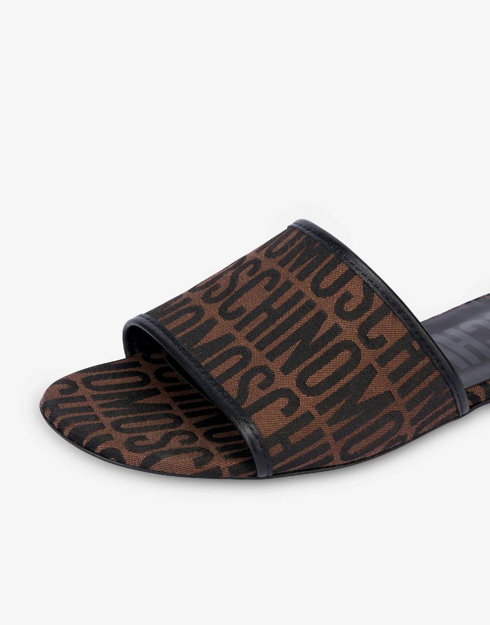 Love Moschino Sandali flat in nylon Allover Logo Vendita