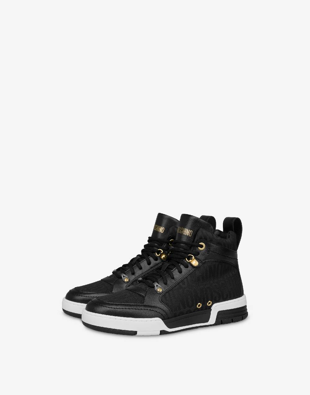 Love Moschino Sneakers alte in nylon Allover Logo