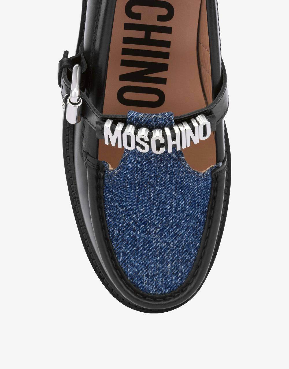 Love Moschino Mocassini in vitello e denim College Consegna Veloce