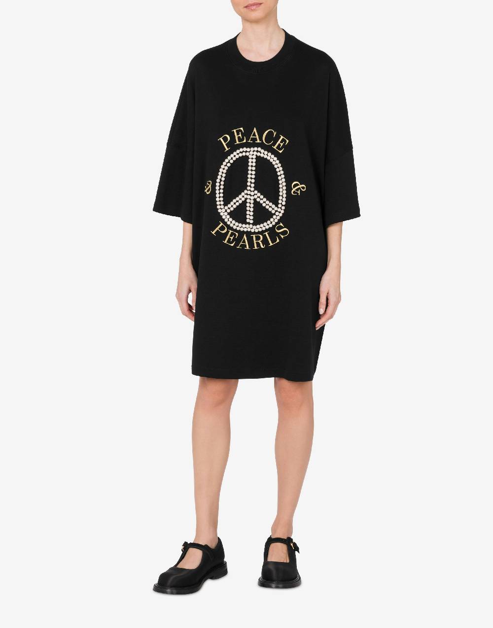 Love Moschino Abito in interlock di cotone Peace & Pearls Vendita Economica