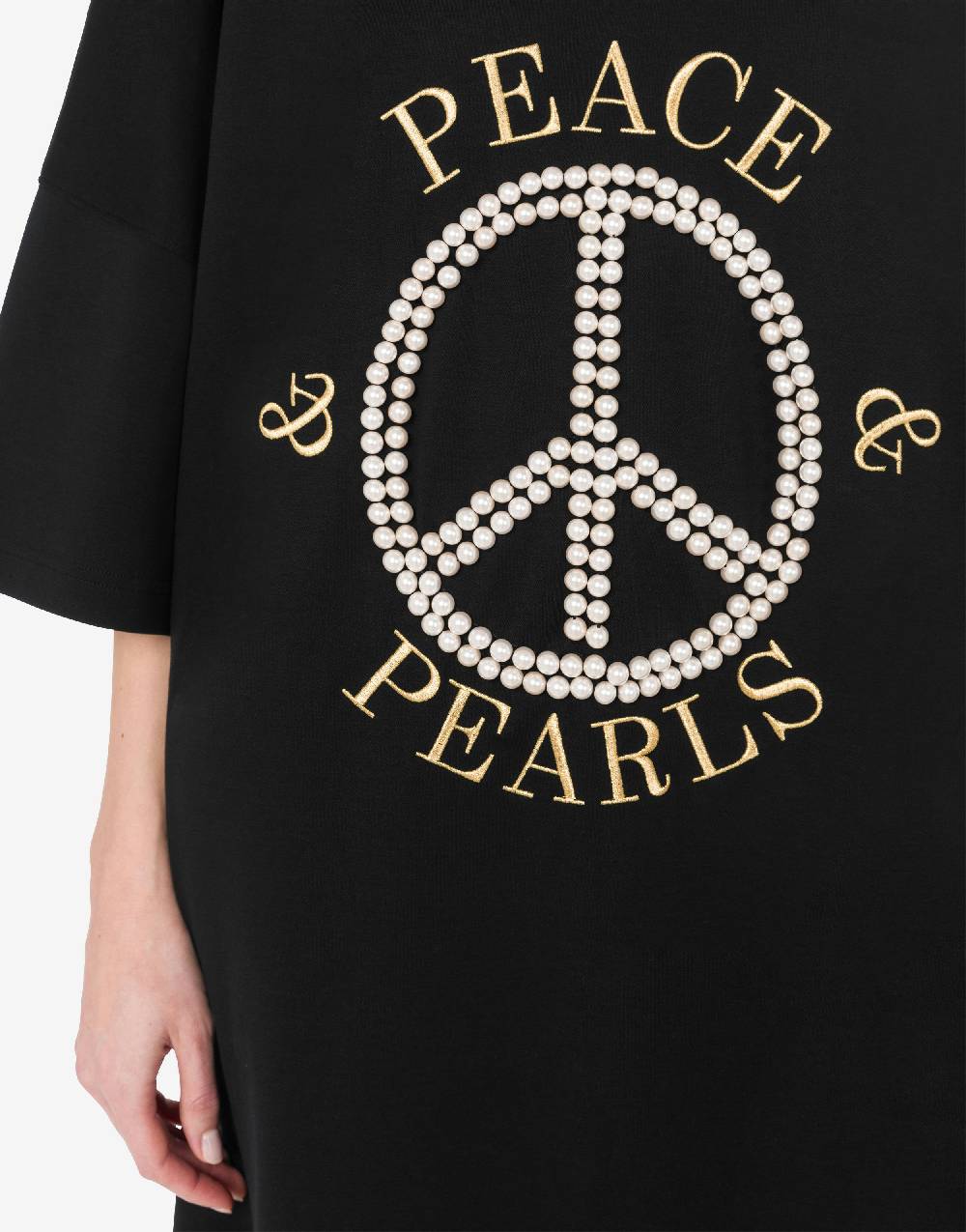 Love Moschino Abito in interlock di cotone Peace & Pearls Vendita Economica