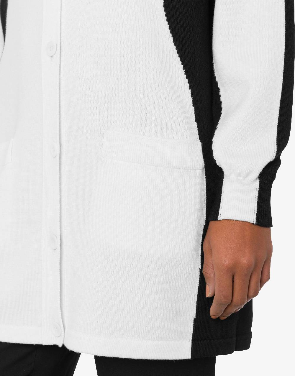 Love Moschino Cardigan in lana Black and White Saldi Di Fabbrica