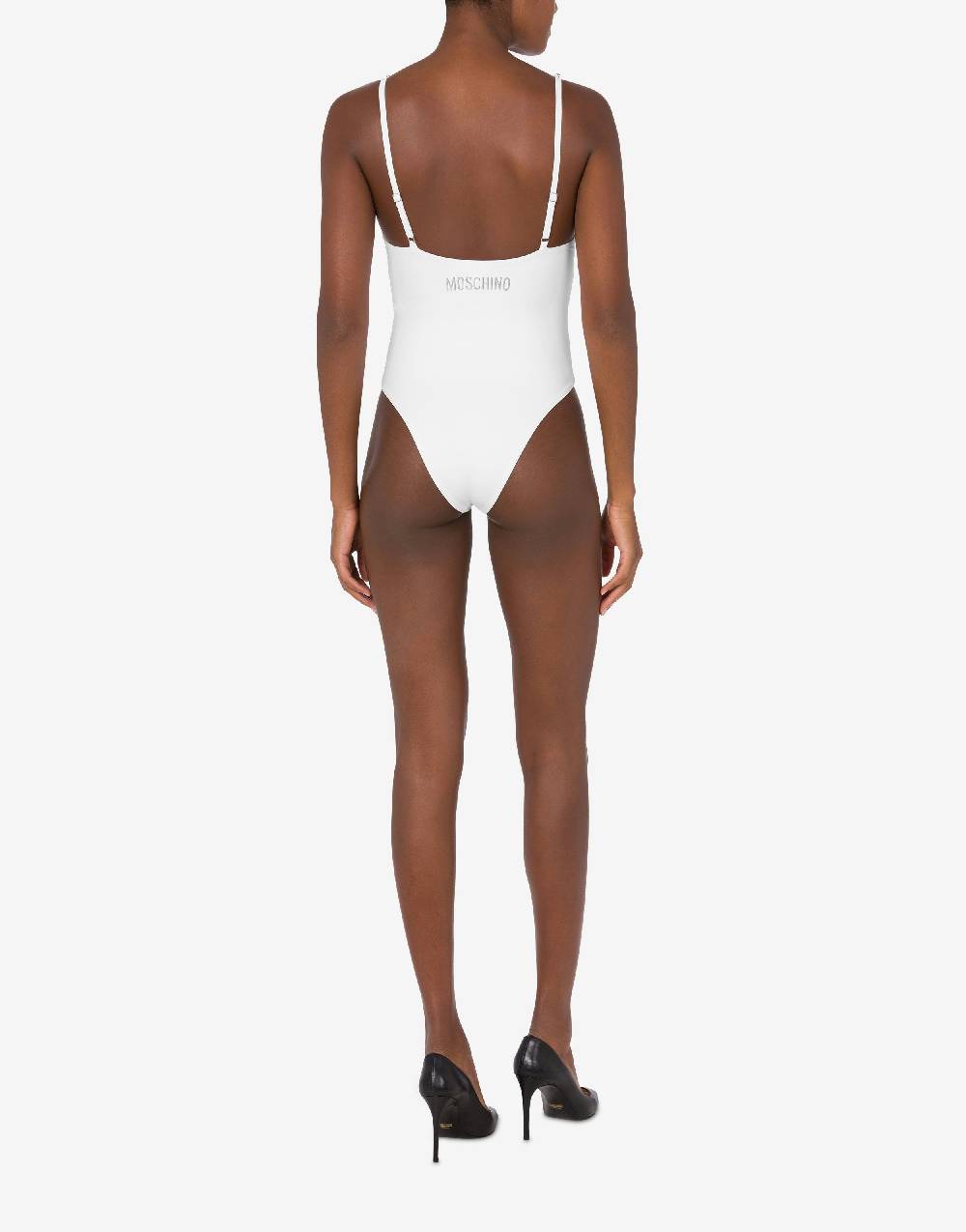 Love Moschino Costume intero Shiny Silver Logo Promozione