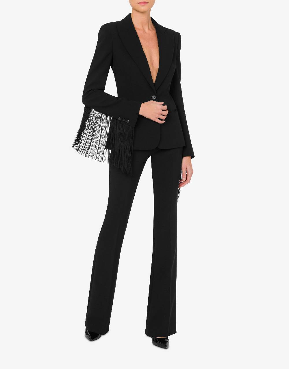 Love Moschino Giacca in crêpe con frange Acquista Ora