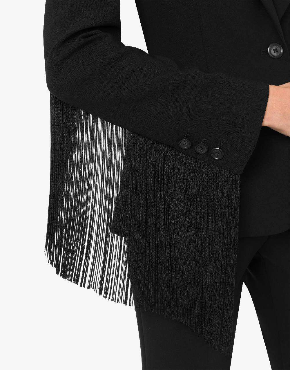 Love Moschino Giacca in crêpe con frange Acquista Ora