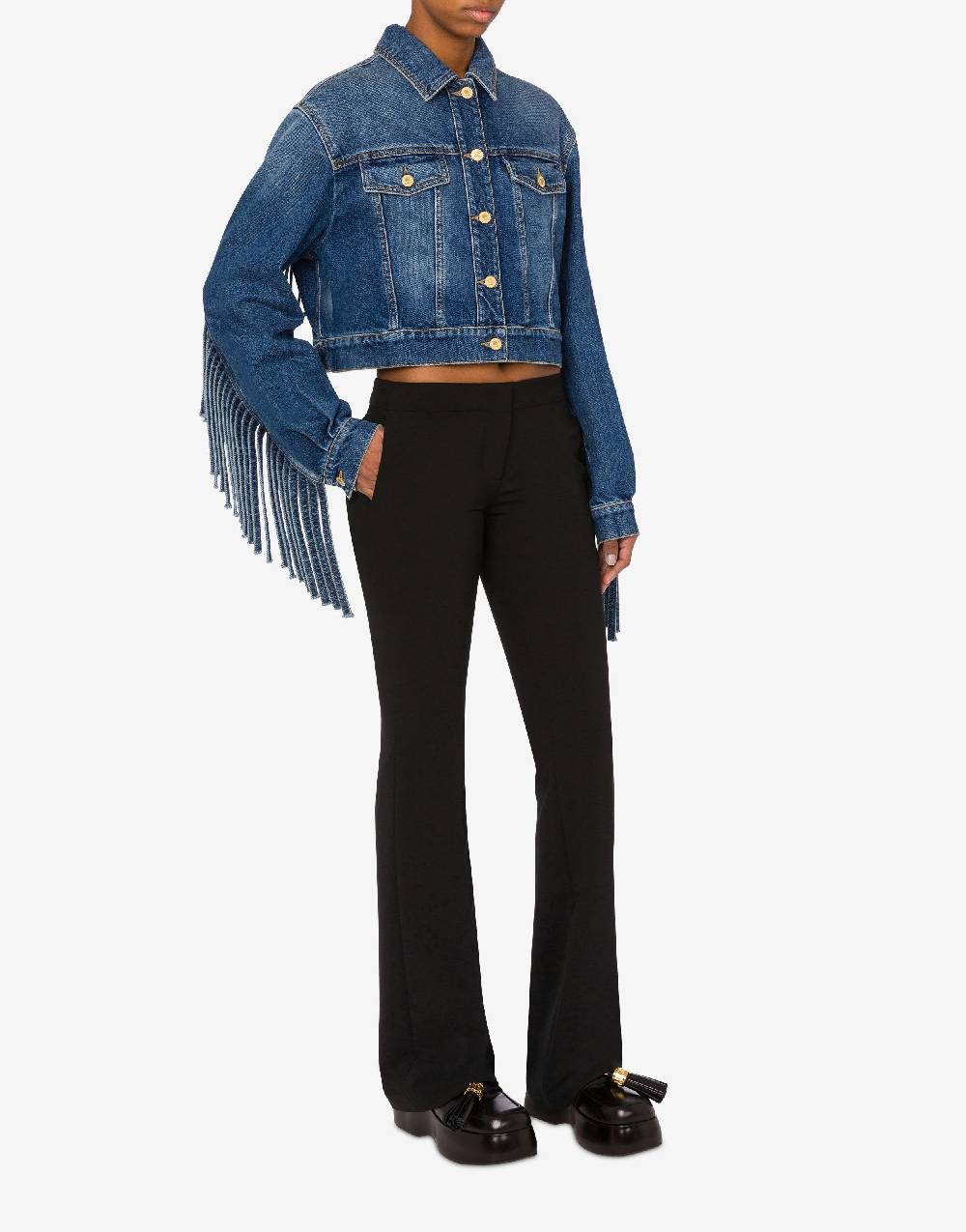 Love Moschino Giacca cropped con frange Offerte