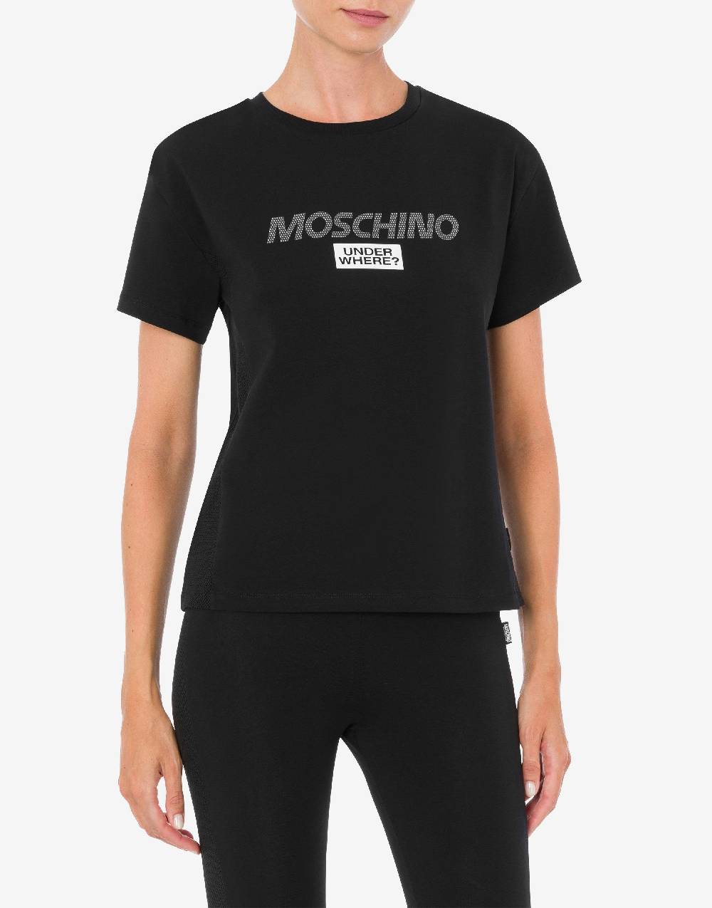 Love Moschino T-shirt in jersey stretch Mesh Logo In Linea