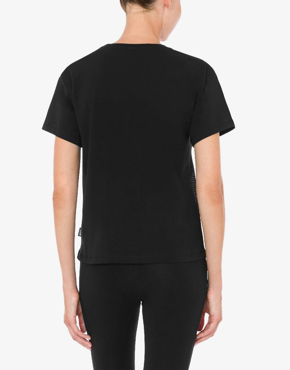 Love Moschino T-shirt in jersey stretch Mesh Logo In Linea