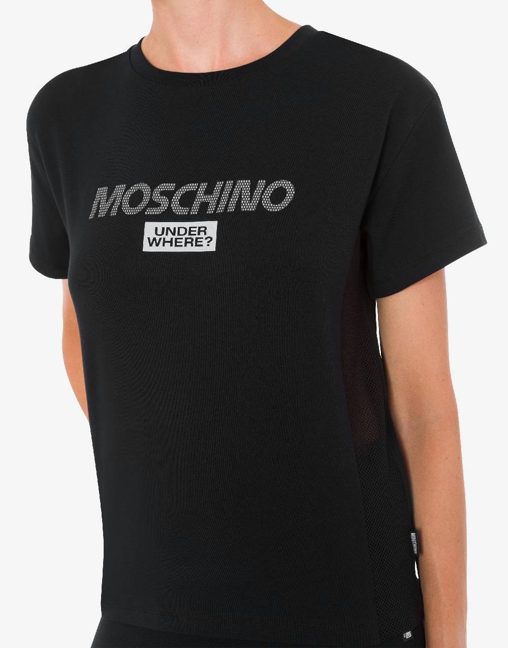 Love Moschino T-shirt in jersey stretch Mesh Logo In Linea