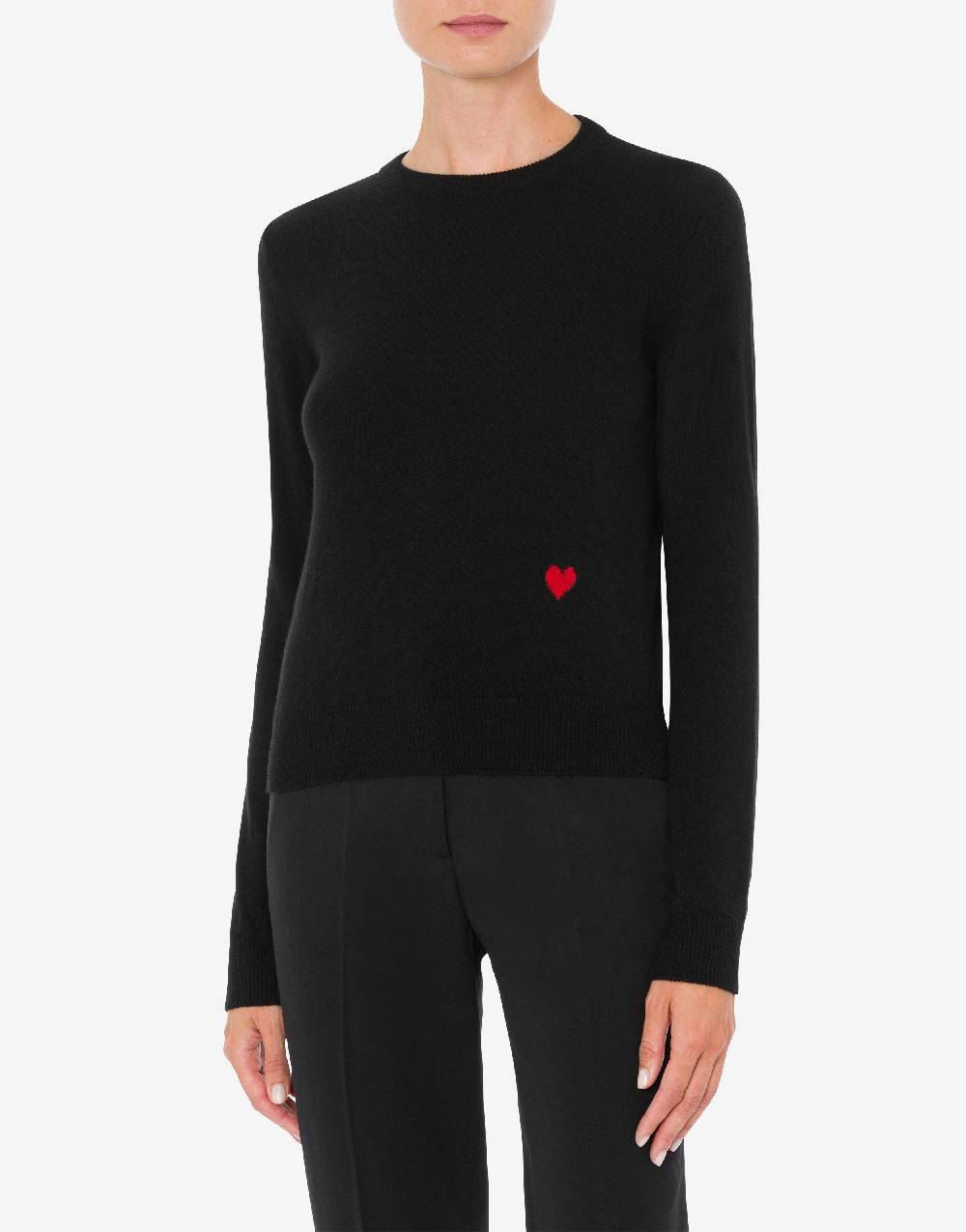 Love Moschino Pullover in lana e cashmere Red Heart Nuovo