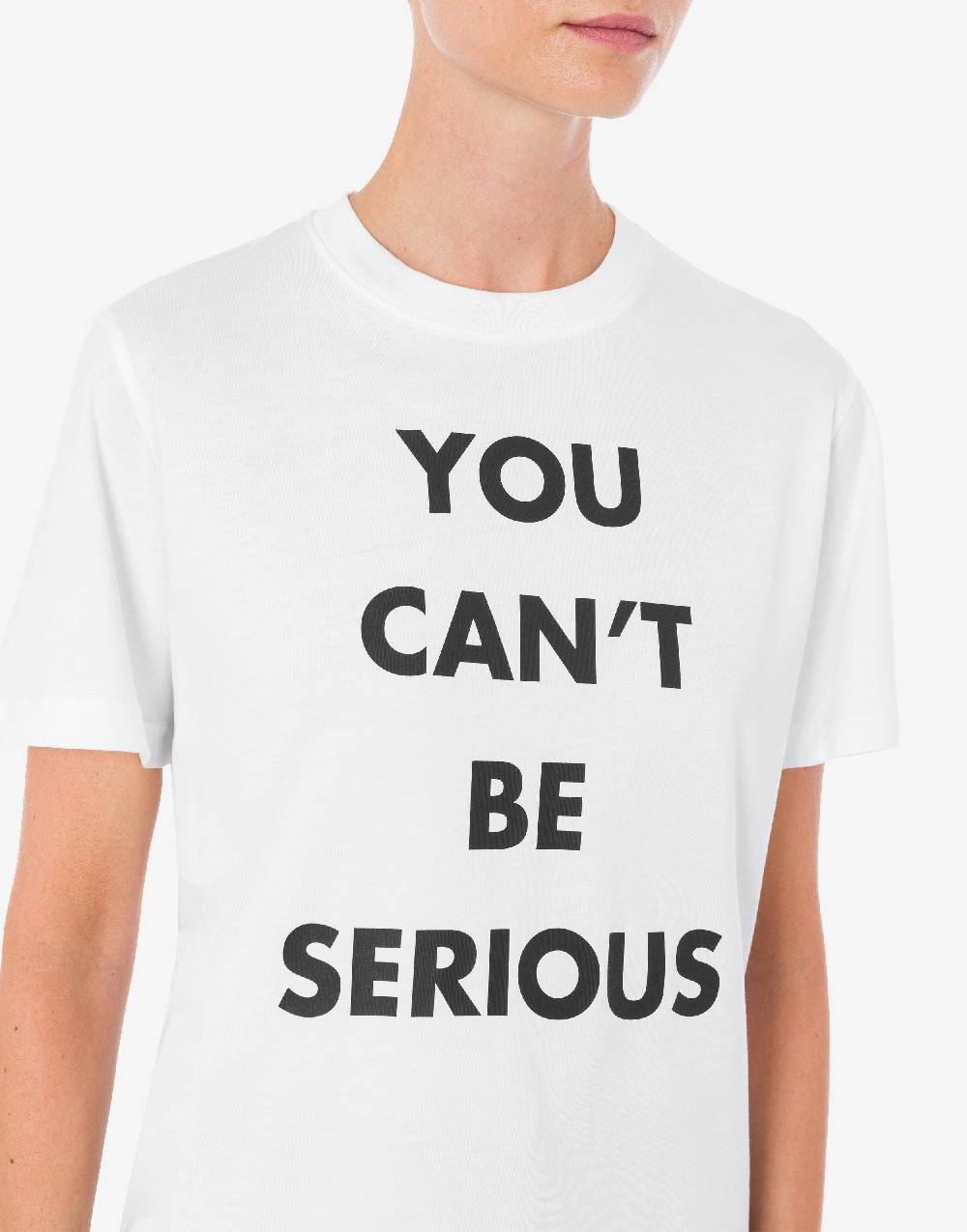 Love Moschino T-shirt in jersey organico You Can't Be Serious Soddisfazione Garantita