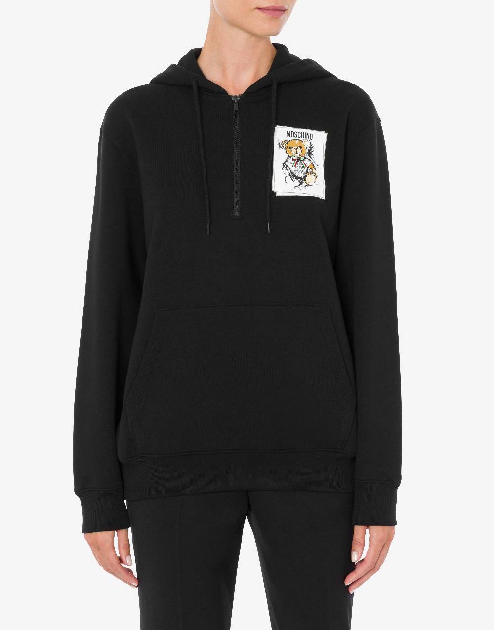 Love Moschino Felpa con cappuccio e zip Drawn Teddy Bear Presa