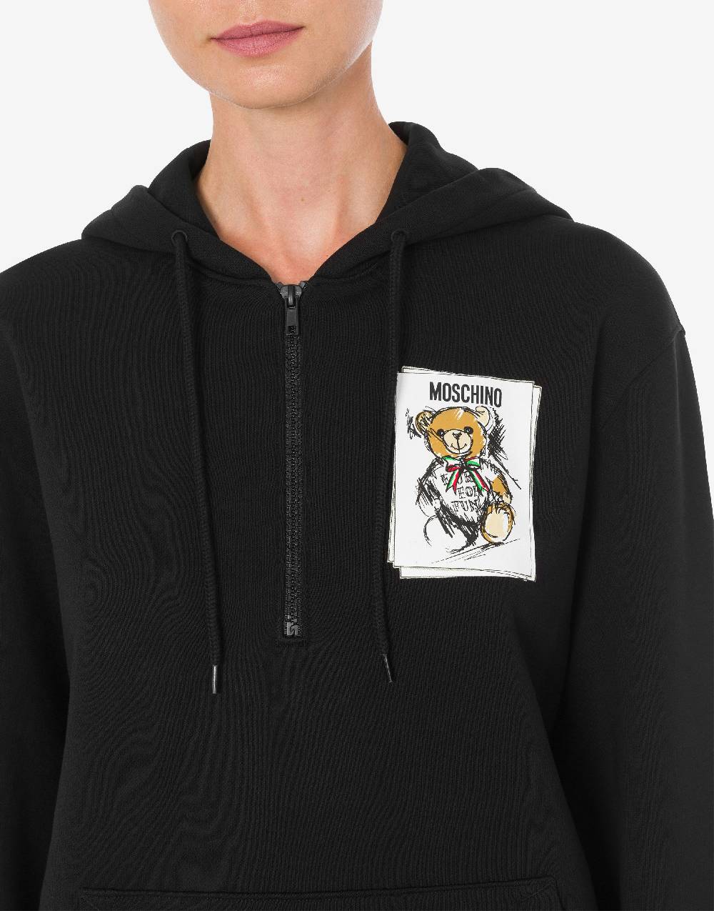 Love Moschino Felpa con cappuccio e zip Drawn Teddy Bear Presa