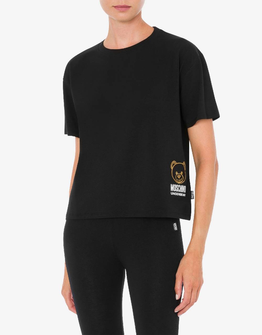 Love Moschino T-shirt in jersey stretch Flock Teddy Bear Sconto