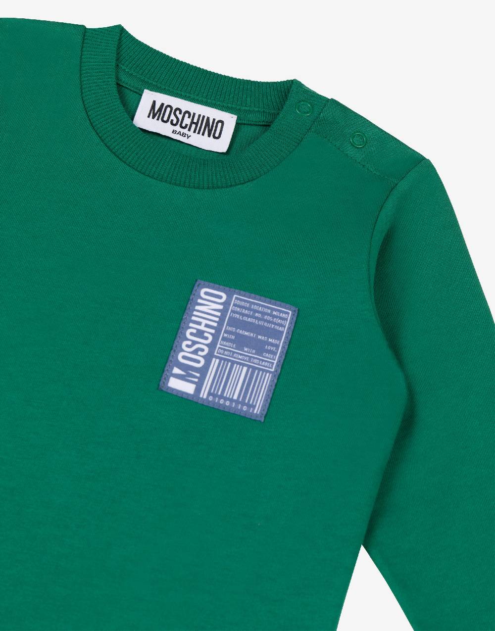 Love Moschino Felpa in cotone Barcode Patch Consegna Veloce