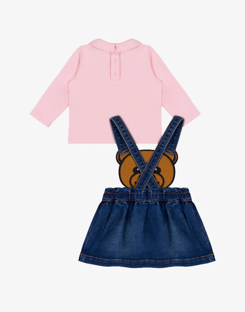 Love Moschino Completo blusa e gonna salopette Moschino Teddy Bear Nuova
