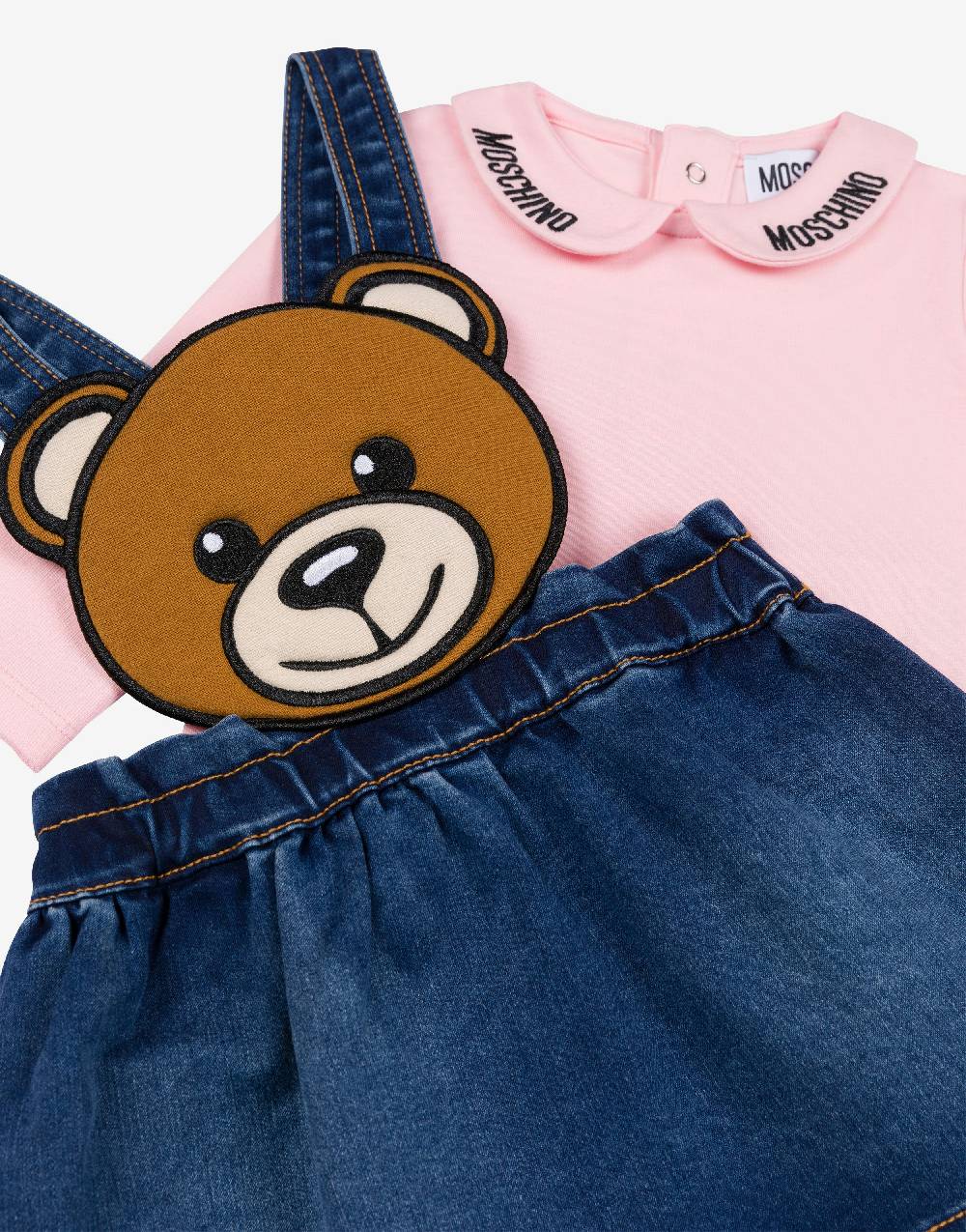 Love Moschino Completo blusa e gonna salopette Moschino Teddy Bear Nuova