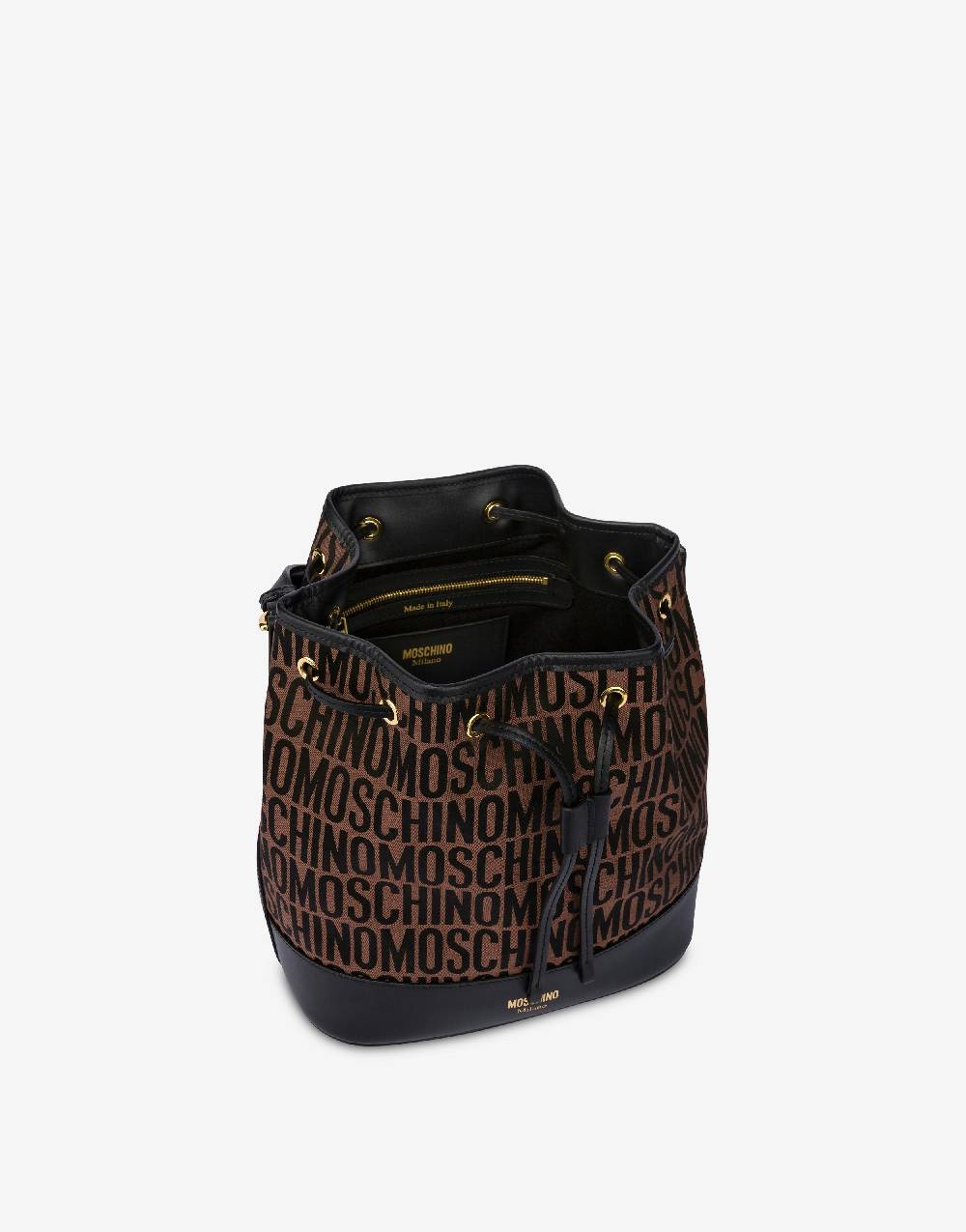 Love Moschino Borsa a secchiello in nylon Allover Logo Pezzi Unici