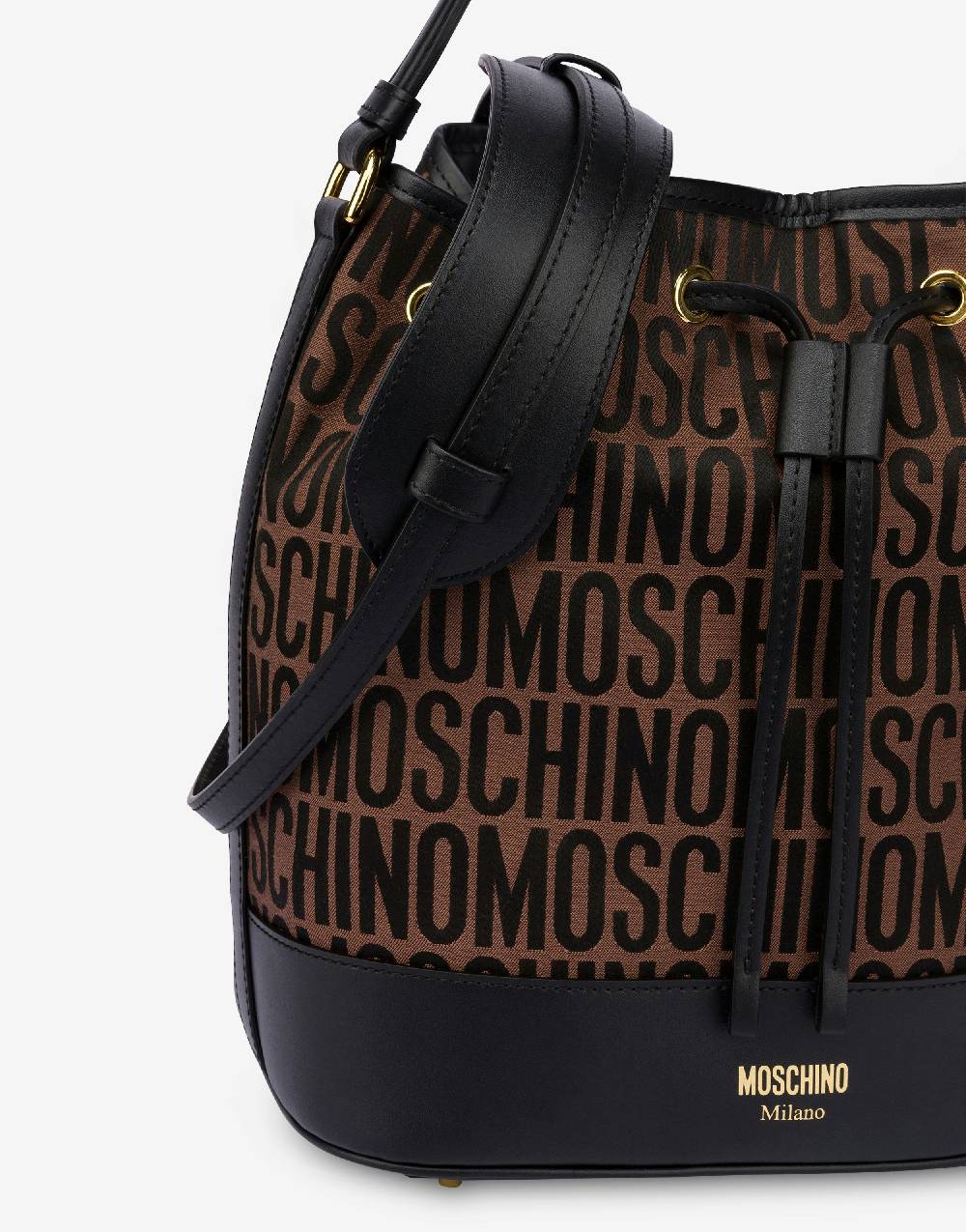 Love Moschino Borsa a secchiello in nylon Allover Logo Pezzi Unici
