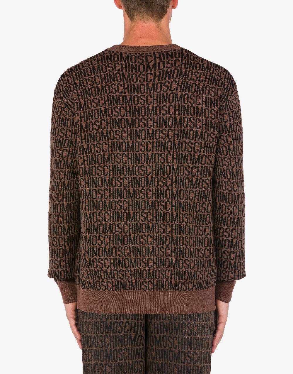 Love Moschino Cardigan in lana jacquard Allover Logo Pezzi Unici