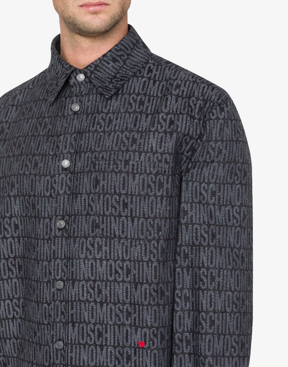 Love Moschino Camicia in denim Allover Logo Negozi Online