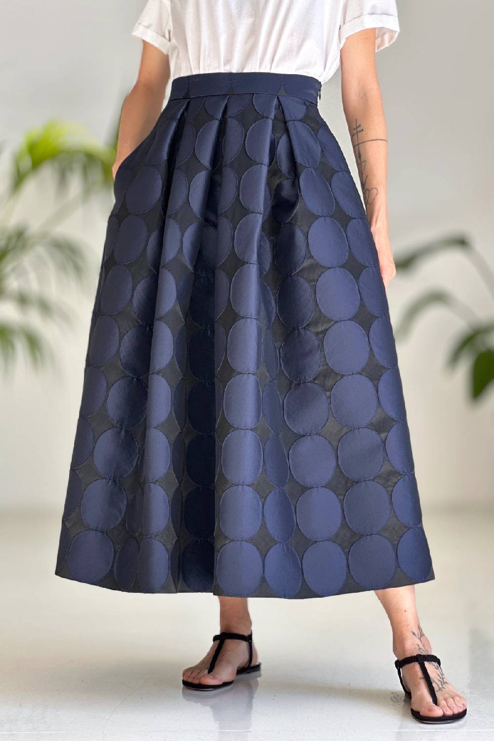 Lunatica Milano Gonna midi Pois Black/Blu Negozi Online