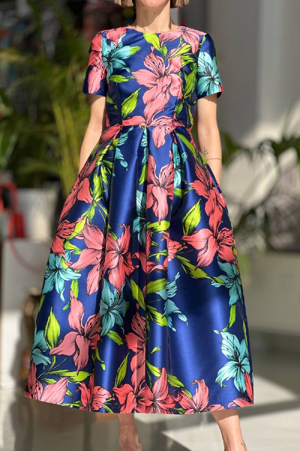 Lunatica Milano Abito Big Flower Blu Saldi