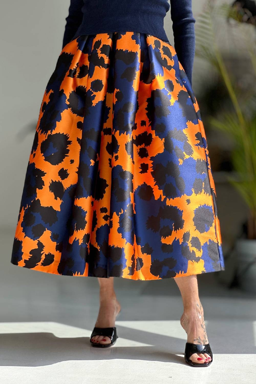 Lunatica Milano Gonna Animalier Orange Blu Moda