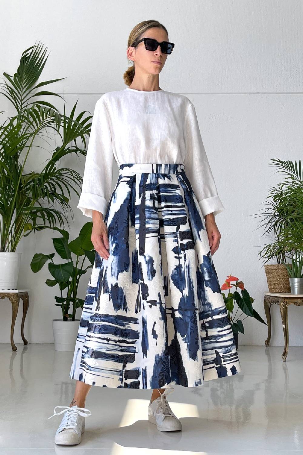 Lunatica Milano Gonna midi Abstract Blu Vendita