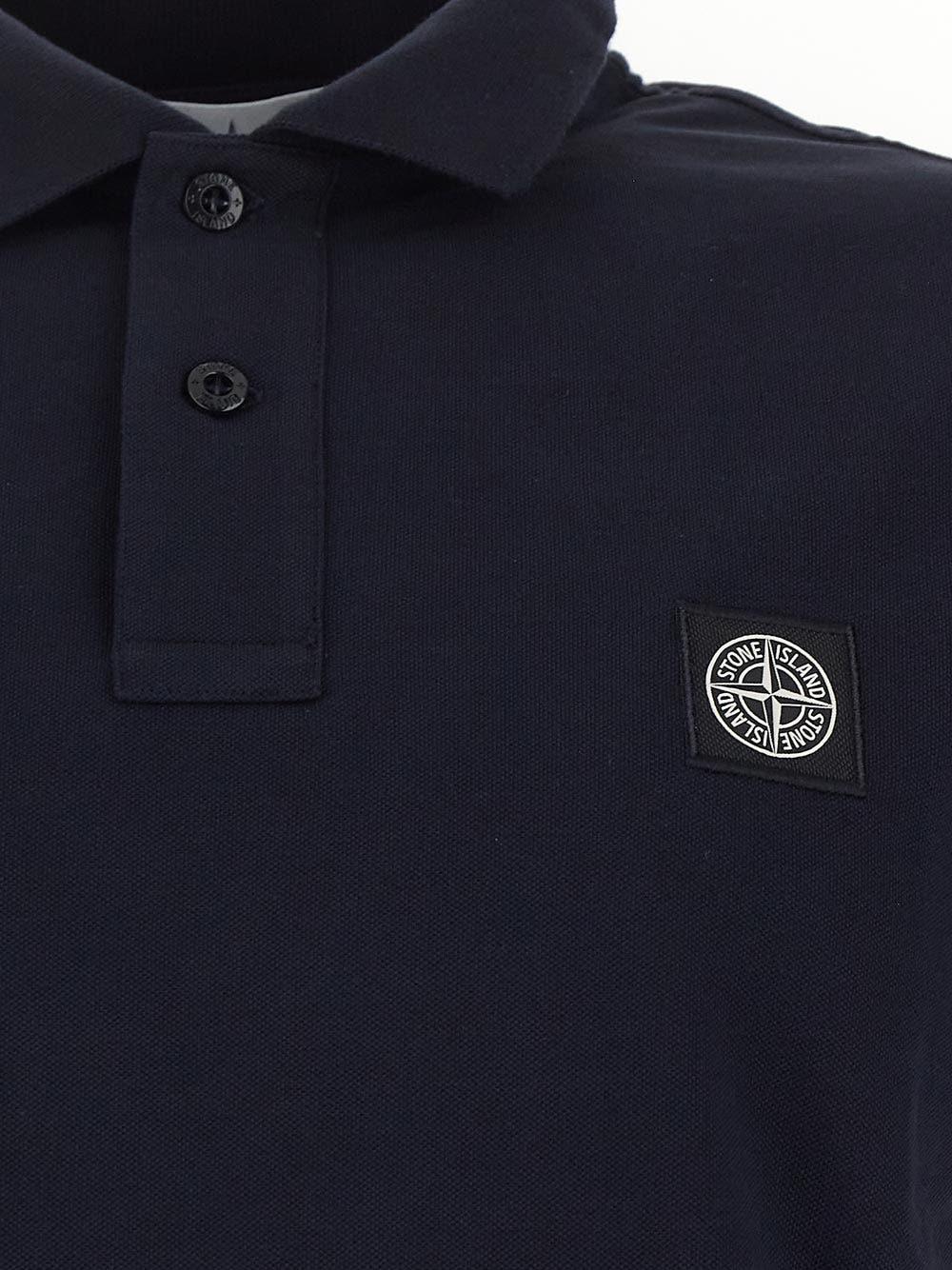 Oluxury Stone Island Logoed Polo In Linea