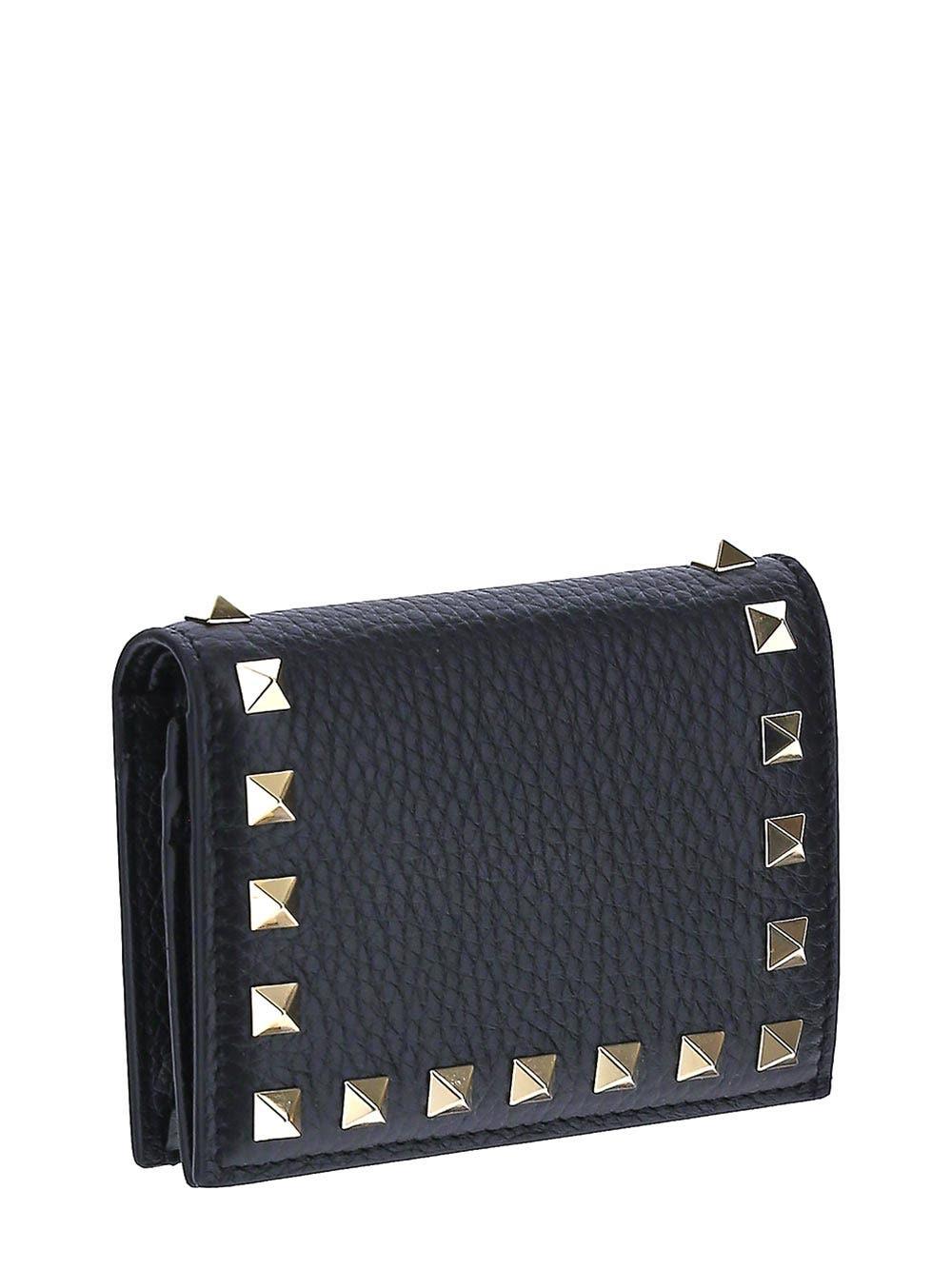 Oluxury Valentino Garavani Small Rockstud Grainy Cardholder Nuovo