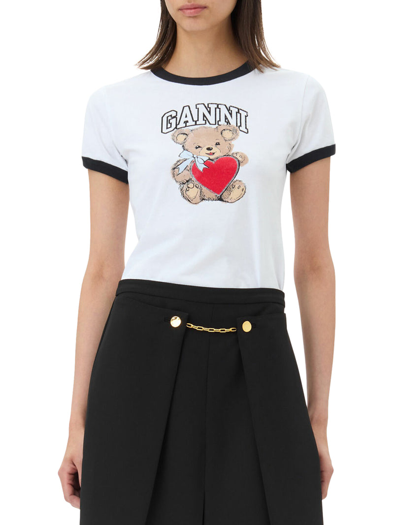 Suitnegozi T-SHIRT BASIC JERSEY BIANCA CON ORSO Saldi Di Fabbrica