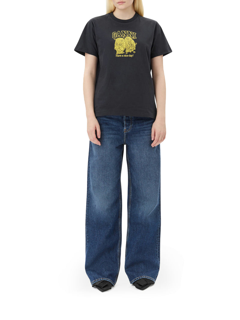 Suitnegozi T-SHIRT RELAXED CON GUFI IN JERSEY NERA In Linea