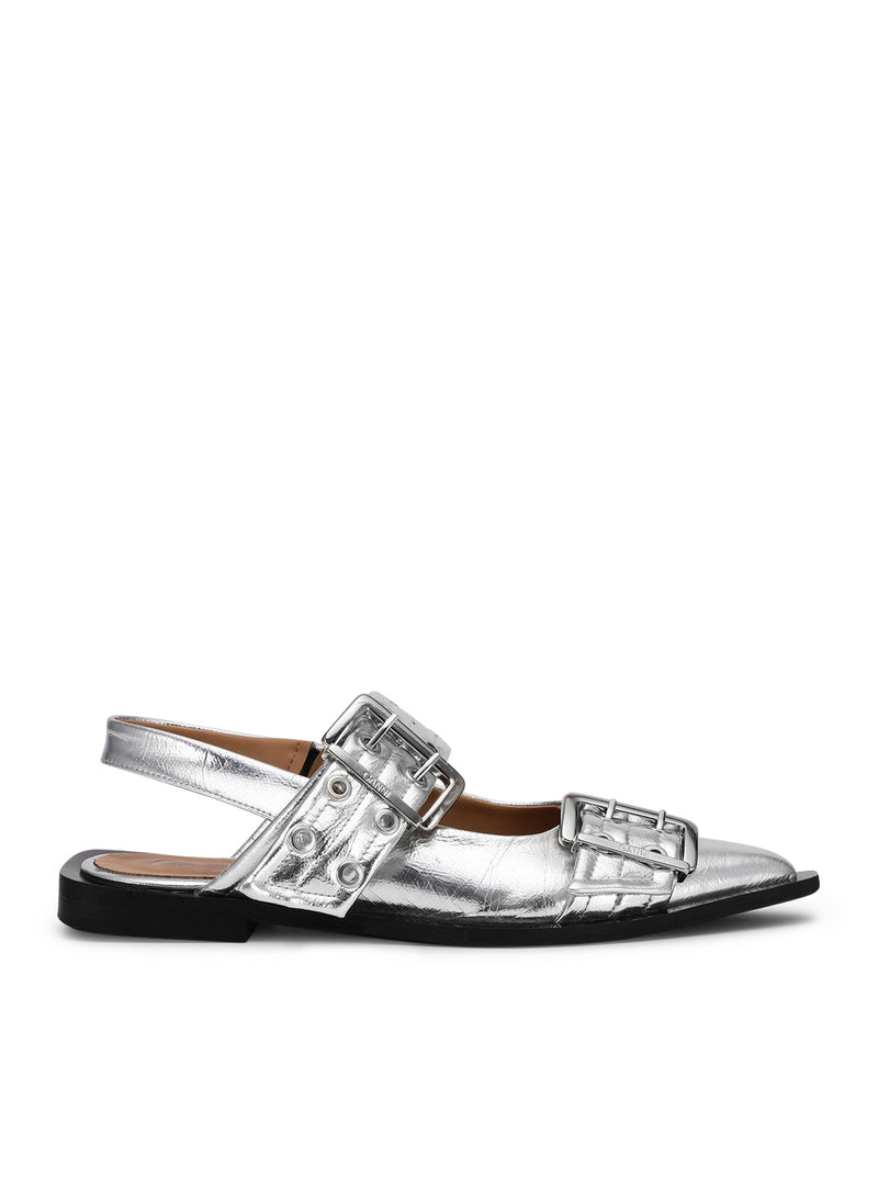 Suitnegozi BALLERINE CON FIBBIA FEMMINILE METALLIZZATA ARGENTO Affare Del Giorno