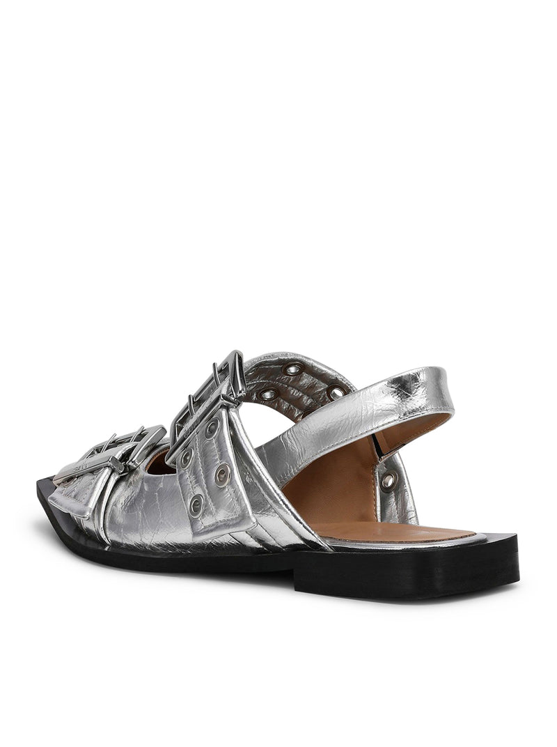 Suitnegozi BALLERINE CON FIBBIA FEMMINILE METALLIZZATA ARGENTO Affare Del Giorno